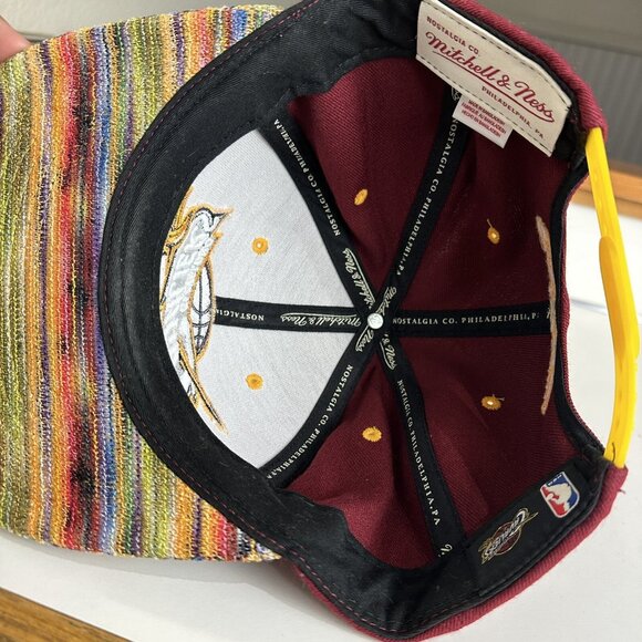 Cleveland Cavaliers NBA Cap Mitchell & Ness Snapback Flat Rainbow Stitched Bill - Picture 6 of 9